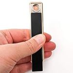 Personalised USB Lighter Windproof Flameless Rechargeable Cigarette Electric Slim No Fuel Men's Women's Gift Engraved Free (Black)