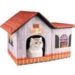 mivo Heated Cat Houses for Outdoor Cats, Indoor/Outdoor Weatherproof Cat House with Heated Pet Pad, Collapsible Warm Feral Cat Shelter with Removable Soft Mat, Easy to Assemble Big Cat Bed for Winter