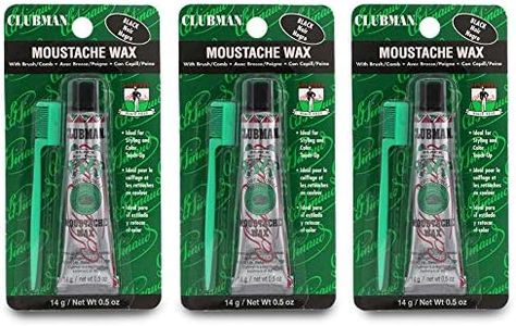 Clubman Moustache Wax Hang Pack Black 0.5 oz x 3 packs