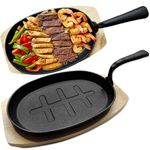 andrew james Pre-Seasoned Cast Iron Skillet with Wooden Base, Frying Pan – Ideal for Cooking, Searing, Sautéing, and Serving – Versatile Cookware for Stovetop, Oven & Grill Use