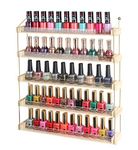 J JACKCUBE DESIGN Wall Mount Gold Metal and Wood Nail Polish Display shelves Rack Organizer Holds 60 Bottles (5 Tier) - MK543A