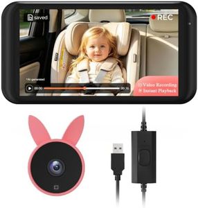 Babyvue BV2MAX Baby Car Camera with Video Record & Playback, 4.5" 1080P HD Monitor IR Night Vision USB Easy Installation,Rear-Facing Backseat Camera for Infant Car Seat(Pink)