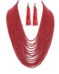 PANAASHE-RAJASTHANI Ruby (Maroon) Onyx Gemstone Classic 14 Layer Necklace/Mala for Women (003NB)