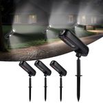 T-SUN 4 Pack Solar Spot Lights Outdoor Garden, 6000K Solar Garden Lights with IP65 Waterproof,3 Lighting Modes Solar Spotlights for Yard Garden House Garage Ornaments Pathway