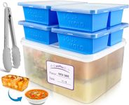 Walfos Silicone Soup Freezer Molds 4 Packs, 1-Cup Soup Cubes Freezer Tray with Lid, Bin and Tongs,BPA Free Silicone Soup Freezer Container, Perfect For Storing and Freezing Soup, Broth, Sauce