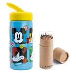 OM SUPPLIES Mickey Reusable Sipper Water Bottle Drink Bottle with built-in handle for Easy Carry School Lunch Kids Childrens 410ml (Mickey)