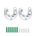 2 Pack Closet Pole Sockets Stainless Steel Heavy Duty Closet Rod End Supports U Shaped Flange Rail Rod Holder with Screws for Wardrobe Bracket Curtain Shower Rod Flange Socket Kit(32mm)