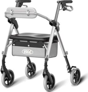 VOCIC Z11 Walkers for Seniors, Rollator Walker with Seat, Max 172kg, Avant Walkers with Ergo Seat & Backrest, Foldable Rollator Adjustable Height, All Terrain Walker, Lightweight