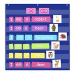 Godery Standard Pocket Chart for Classroom, Sight Words Pocket Chart, Homeschool Teaching Supplies 7 Pocket Chart(BLUE)