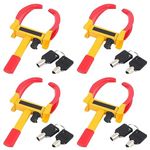 ABS INDUSTRY Anti Theft Car Wheel Tyre Lock Clamp Heavy Duty Protective Wheel Lock for Car Tire Security Clamp with Two Keys (Red & Yellow, Pack of 4)