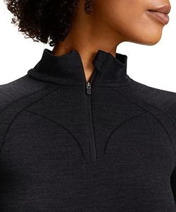 FALKE Women's Wool Tech. Zipped Longsleeved Base Layer Top, Thermal Breathable Quick Dry, Black (Black 3000), XS, 1 Piece