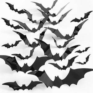 120PCS Halloween Bats Decoration, 3D Bat Stickers for Indoor Outdoor Home Decor DIY Wall Decal Bathroom Window Door Halloween Decor