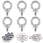 Glarks 36Pcs 304 Stainless Steel M6 Male Thread Machinery Shoulder Lifting Ring Eye Bolt with Lock Nuts/Lock Washers/Flat Washers Set