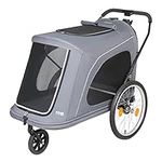 Beberoad R8 Foldable Pet Stroller, Dog Stroller & Pet Trailer for Large Dogs, Elderly, Disabled, and Pregnant Dogs - Conveniently Carriable by Bike and Car (Grey)