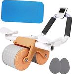 Calyrex Automatic Rebound Abdominal Wheel, Ab Roller Wheel with Timer Elbow Support for Beginners, Exercise Double Wheel with Knee Mat Holder for Body Fitness Strength Training Home Gym