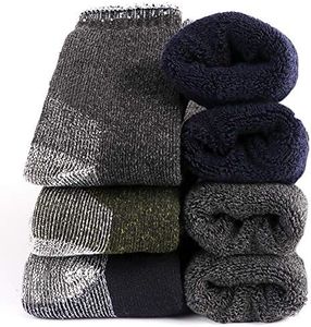 Mens Heavy Thick Wool Socks - Soft Warm Comfort Winter Crew Socks (Pack of 3/5),Multicolor,One Size 7-12, Multi1-super Thick 3pack, 7-12