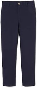 French Toast Boys' Adjustable Waist Straight Fit Stretch Twill Chino Pant, School Uniform Navy, 7