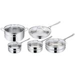 Jamie Oliver by T-fal Cook Smart 10-Piece Cookware Set, Uncoated Stainless Steel, Robust, Fast Heating, Even Cooking, Riveted Handle, Induction Safe, Oven and Dishwasher Safe