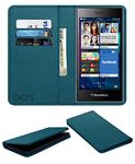 ACM Rich Leather Flip Wallet Front & Back Case Compatible with BlackBerry Leap Mobile Flap Magnetic Cover Turquosie