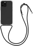 kwmobile Crossbody Case Compatible with Apple iPhone 13 Pro Max Case - Clear TPU Phone Cover w/Lanyard Cord Strap - Black/Transparent