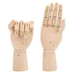 Belle Vous Wooden Hand Mannequin Set (2 Pack) - Left & Right Hand Model/Art Mannequin Figure Set - Wooden Hand Prop with Movable Finger Joints for Drawing, Sketching & Painting