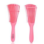 Beauté Secrets Detangler Hair Comb Brush for Adults and Kids Wet & Dry Hair, Removes Knots and Tangles Pain Free (Pink)