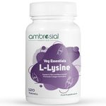 Ambrosial L-lysine | High Strength L-lysine tablets 500mg | Immune Support & Supports Collagen Synthesis | Essential Amino Acids for Active Lifestyle (Pack of 1-120 Tablets)