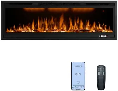 Rodalflame 50" WiFi-Enabled Electric Fireplace Insert, APP Smart Control, Wall Mounted&Recessed Linear Fireplace Heater with Thermostat, Flame&Top Lights, Log&Crystal, Timer