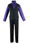 Luca Gabriel Toddler Boys' 4 Piece Vest Shirt Tie Pant and Hanky Set Purple - 2t