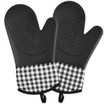 CHARMOUNT Silicone Oven Mitts, 500 °F Heat Resistant Oven Mitts Set of 2, Non-Slip Mitaine De Four, 1 Pair Silicone Oven Gloves with Soft Inner Lining for Kitchen, Cooking, Baking, BBQ