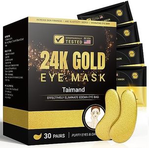 Taimand Under Eye Patches (30 Pairs), 24K Gold Under Eye Mask for Puffy Eyes, Dark Circles,Bags and Wrinkles with Collagen,Relieves Pressure and Reduces Wrinkles,Revitalises and Refreshes Your Skin