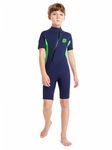 Summshall Kids Wetsuit, 2mm Girls Boys Shorty Wetsuits, Thermal Neoprene Swimsuit Warm Sun Protection Front Zip Ultra Stretch Diving Suit Chlid Wetsuit for Watersport