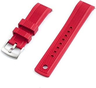 StrapHabit Quick Release Rubber Watch Strap - Durable Watchband Replacement with Locking Watch Band Holder & Stainless Steel Buckle - 20mm, Red