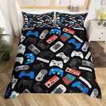 Tbrand Teens Gamepad Duvet Cover Modern Gamer Comforter Cover King Size for Kids Kids Children Video Game Bedding Set Player Gaming Joystick Bedspread Cover Breathable Decorative Room