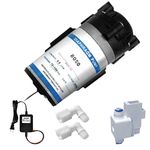 Reverse Osmosis 50 GPD RO Booster Pump + High Pressure Switch, 2 Connect Fittings - 1/4 OD x 3/8 MIP Elbow