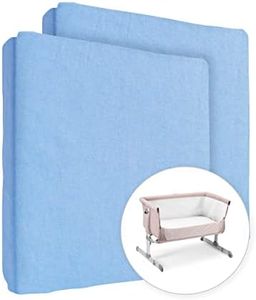 2X Jersey 100% Cotton Fitted Sheet for 83 x 50 cm Baby Co-Sleeper Crib Mattress (Blue)