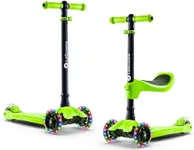 LaScoota 2-in-1 Kids Kick Scooter, Adjustable Height Handlebars and Removable Seat, 3 LED Lighted Wheels and Anti-Slip Deck, for Boys & Girls Aged 3-12 and up to 100 Lbs.