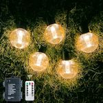 DSLebeen Battery Festoon Lights Outdoor: 9m 30ft Waterproof Battery Powered Fairy Lights 12pcs G60 Large LED String Bulb Light with Remote Control for Garden, Patio, Pergola Decorative Lighting