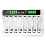 HiQuick 8 Bay AA AAA Battery Charger for AA AAA NI-MH NI-CD Rechargeable Batteries, LCD Display and Micro USB Input AA AAA Recharger