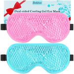 BeeVines Cooling Eye Mask, 2 Pack Gel Cold Eye Mask for Puffy Eyes, Eye Mask for Dark Circles, Dry Eyes, Cold & Warm Sleep Compress for Post Surgery, Puffiness, Allergies (01 Blue & Pink)