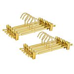 Amber Home 31cm Premium Matte Gold Aluminum Trousers Hangers 20pcs, Extra Smooth & Durable Metal Skirt Pants Hanger, Light & Sturdy Metal Rack for Bottoms with Non-slip Clips and Swivel Hook