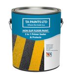 T A Paints Ltd Non Slip Floor Paint Multi Surface Concrete Brick Stone Wood Metal Floors Workshops Factory Steps Showroom Garage Floors (5L Safety Yellow BS 08 E 51)