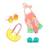 Glitter Girls - Doll clothes bathing outfit for 36 cm dolls - swimsuit, sunglasses, beach bag and shoes - accessories for dolls, 3 years +