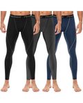 Roadbox Men's 3 Pack Compression Leggings Quick Dry Cool Base Layer Pants Athletic Training Tights