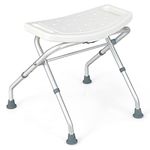 COSTWAY Shower Chair with Handles, Height Adjustable Bath Tub Shower Stool, Elderly Handicap Disabled Non-Slip Bathroom Bench (Folding Seat, 50 x 45-52 x 47-50cm)