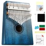 Kalimba Thumb Piano 17 Keys with mahogany Wood Portable Mbira Finger Piano Gifts for Kids and piano Beginners Professional (Bright blue)