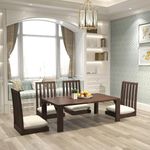 AIREN DECORE Sheesham Wood Japanese 4 Seater Dining Table Wooden Low Height Dinner Table for Living Room Home and Restaurant (Walnut Finish)