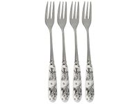 V&A Alice in Wonderland Stainless Steel Dessert/Pastry Forks with Decorative Porcelain Handles, 15.5 cm - White