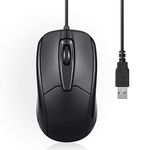 Perixx PERIMICE-209U Wired USB Mouse with Scroll Wheel for Left or Right-hand Use, for Computers and Laptops, Black