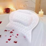 ADOV Luxury Bath Pillow, Non-Slip Comfortable Bathtub Pillow with 6 Suction Cups, Ergonomic 4D Air Mesh Headrest Cushion for Head, Shoulder, Neck and Back Support Home Spa Hot Tub Jacuzzi